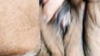 Mature Latina woman playing with my hairy pussy