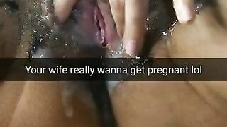 Cheating slutwife pushing cum inside her pussy for pregnancy