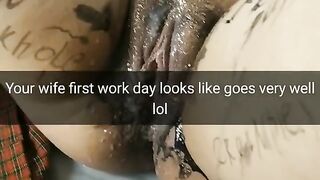 My Wife get Gangbanged in her first Work Day [cuckold. Snapchat]