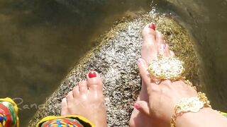 Foot fetish on mountain River - RandiSEXinMumbai