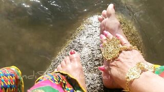 Foot fetish on mountain River - RandiSEXinMumbai