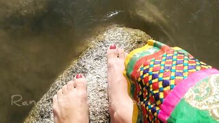 Foot fetish on mountain River - RandiSEXinMumbai