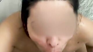 Steamy blowjob in the shower ends with facial