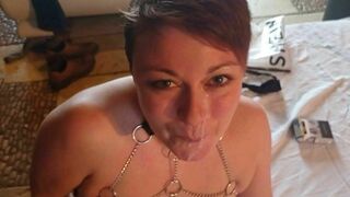 I fuck myself with my dildo and get cum on my face