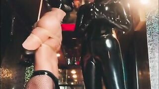 Mistress gives him deepthroat with strapon dick