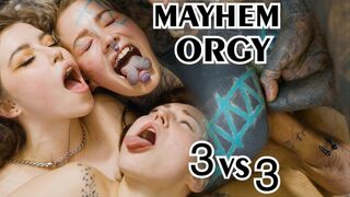 hardcore alternative ORGY - 3 on 3 anal fuck - ATM, gape, DP, ass to mouth, big dick, facial