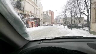 Teaser. Lithuanian girl masturbating in the car on the street in city center