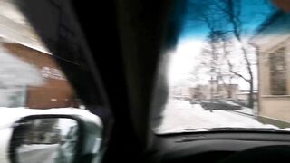 Teaser. Lithuanian girl masturbating in the car on the street in city center