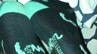 Late night sloppy sockjob on black socks