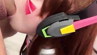 Girl Cosplay D.Va from Overwatch and Sucks Dick till Facial