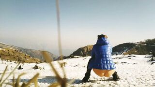 Pissing in the mountains during a walk