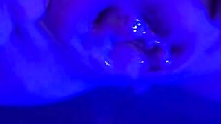 Close up pussy pissing, pee hole seduction in the blue light