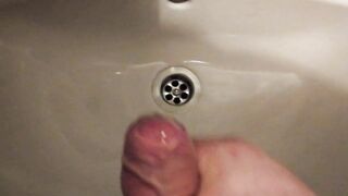 My quick cumshot during a risky masturbation in a public restroom