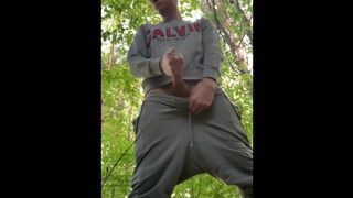 Twink boy cumming in the forest