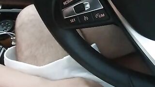 Step mom hand slip and stuck under step son pants making him cum in the car