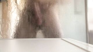 Moaning, horny in the shower