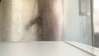 Moaning, horny in the shower