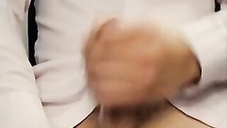 Solo Male Masturbation- Hot Office Guy Jerks Off Big Dick After Meeting