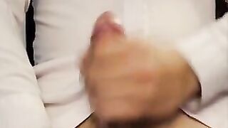 Solo Male Masturbation- Hot Office Guy Jerks Off Big Dick After Meeting