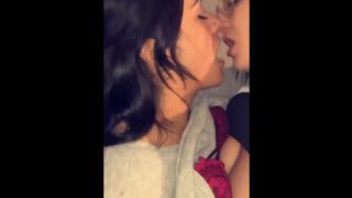 2 girls frenchkissing in the bathroom