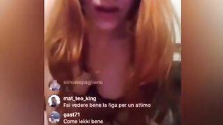 Italian Teen Redhead Touches her Pussy on Instegram Live