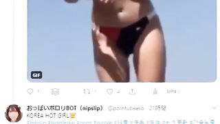 Tiktokでおっぱいから乳首を撮られて慌てちゃう韓国美女！