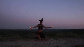 Candels Dance against the background of the night sky