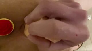 FUCKING MYSELF WITH ROSE SHAPED ANAL PLUG AND REPLICA DILDO OF HUBBY’S COCK IN SHOWER