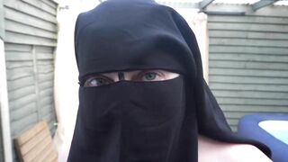 Naked Wife in Niqab and ankle boots