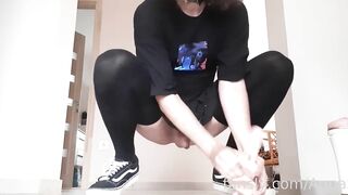 Goth femboy loves to play with their dildo and fleshlight