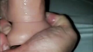 Fucking my thick white cock dildo fantasizing about being fucked by my husband and another man!