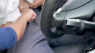 Crazy blowjob and fuck of the teacher in the car so that even the camera could not stand it at the e