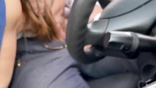 Crazy blowjob and fuck of the teacher in the car so that even the camera could not stand it at the e