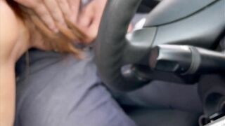 Crazy blowjob and fuck of the teacher in the car so that even the camera could not stand it at the e