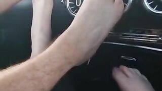 Sweaty socks and feet on my boyfriends Mercedes dashboard (preview)