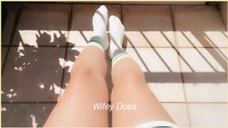 My new white knee high socks