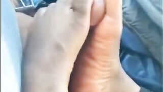 She loves to rub her cute toes on my hard cock. # Tease