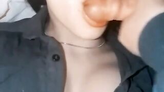 Cum on Girlfriend Face with Instagram Filter!