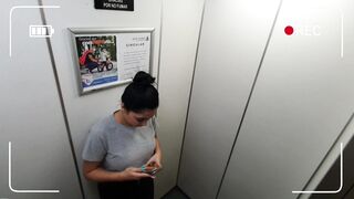 Two Hot Girls Stuck in the Elevator having Public Sex