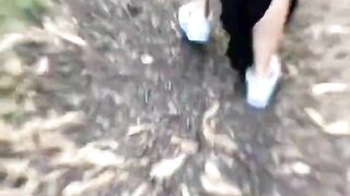 Hot girl has her pussy broken into in the middle of the park