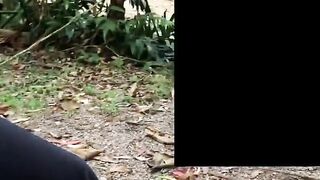 Hot girl has her pussy broken into in the middle of the park