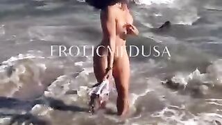 Erotic Medusa Strips and skinny dips at the Beach