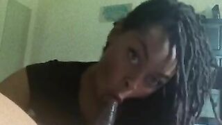 Blowjob from black beauty deep throat and sloppy