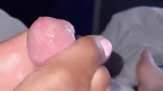 Ebony Pink Toes Gives First Foot Job to White Cock While Gaming