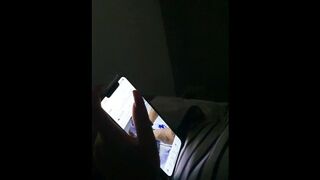 Step mom caught watching porn on her phone get fucked by step son on bed