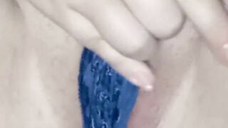 Masturbating pussy in blue panties