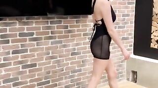 Walk mini dress transparent exhib ass