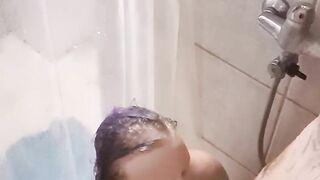 Surprise blowjob in the shower for my man