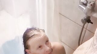 Surprise blowjob in the shower for my man