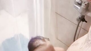 Surprise blowjob in the shower for my man